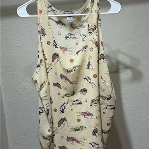 American Rag Plus Poly/Spandex Graphic Vintage Cars Sleeveless Blouse Size 2XL